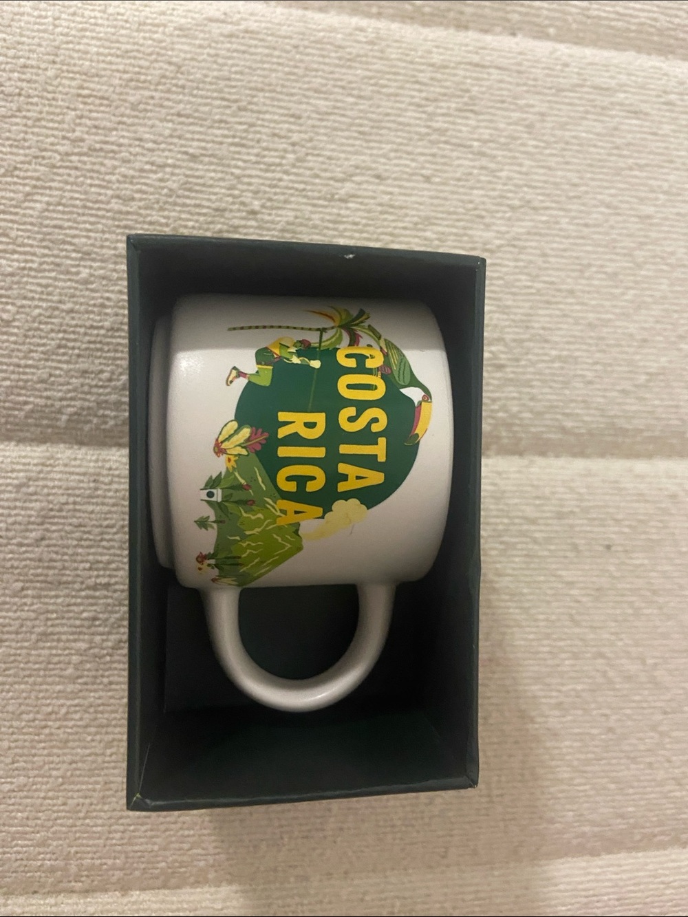 Miniature 
Costa Rica White Ceramic Starbucks Mug with Green and Yellow Design